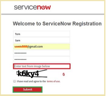 ServiceNow Registration